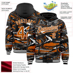 Custom Figure Texas Orange Black-White Fluid Bomber Full-Snap Varsity Letterman Hoodie Jacket