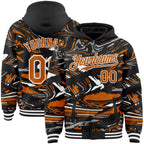 Custom Figure Texas Orange Black-White Fluid Bomber Full-Snap Varsity Letterman Hoodie Jacket