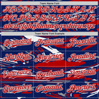 Custom Figure Red Royal-White Fluid Bomber Full-Snap Varsity Letterman Hoodie Jacket