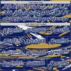 Custom Figure Royal Old Gold-White Fluid Bomber Full-Snap Varsity Letterman Hoodie Jacket