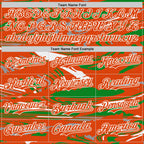 Custom Figure Orange Grass Green-White Fluid Bomber Full-Snap Varsity Letterman Hoodie Jacket