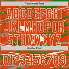 Custom Figure Orange Grass Green-White Fluid Bomber Full-Snap Varsity Letterman Hoodie Jacket