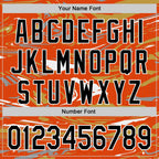 Custom Figure Black Orange Old Gold-White Fluid Bomber Full-Snap Varsity Letterman Hoodie Jacket