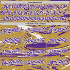 Custom Figure Purple Old Gold-White Fluid Bomber Full-Snap Varsity Letterman Hoodie Jacket