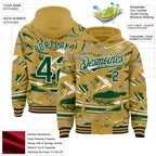 Custom Figure Kelly Green Old Gold Black-White Fluid Bomber Full-Snap Varsity Letterman Hoodie Jacket