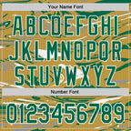 Custom Figure Kelly Green Old Gold Black-White Fluid Bomber Full-Snap Varsity Letterman Hoodie Jacket