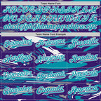 Custom Figure Teal Purple-White Fluid Bomber Full-Snap Varsity Letterman Hoodie Jacket