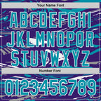 Custom Figure Teal Purple-White Fluid Bomber Full-Snap Varsity Letterman Hoodie Jacket