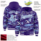 Custom Figure Light Blue Purple-White Fluid Bomber Full-Snap Varsity Letterman Hoodie Jacket