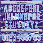 Custom Figure Light Blue Purple-White Fluid Bomber Full-Snap Varsity Letterman Hoodie Jacket