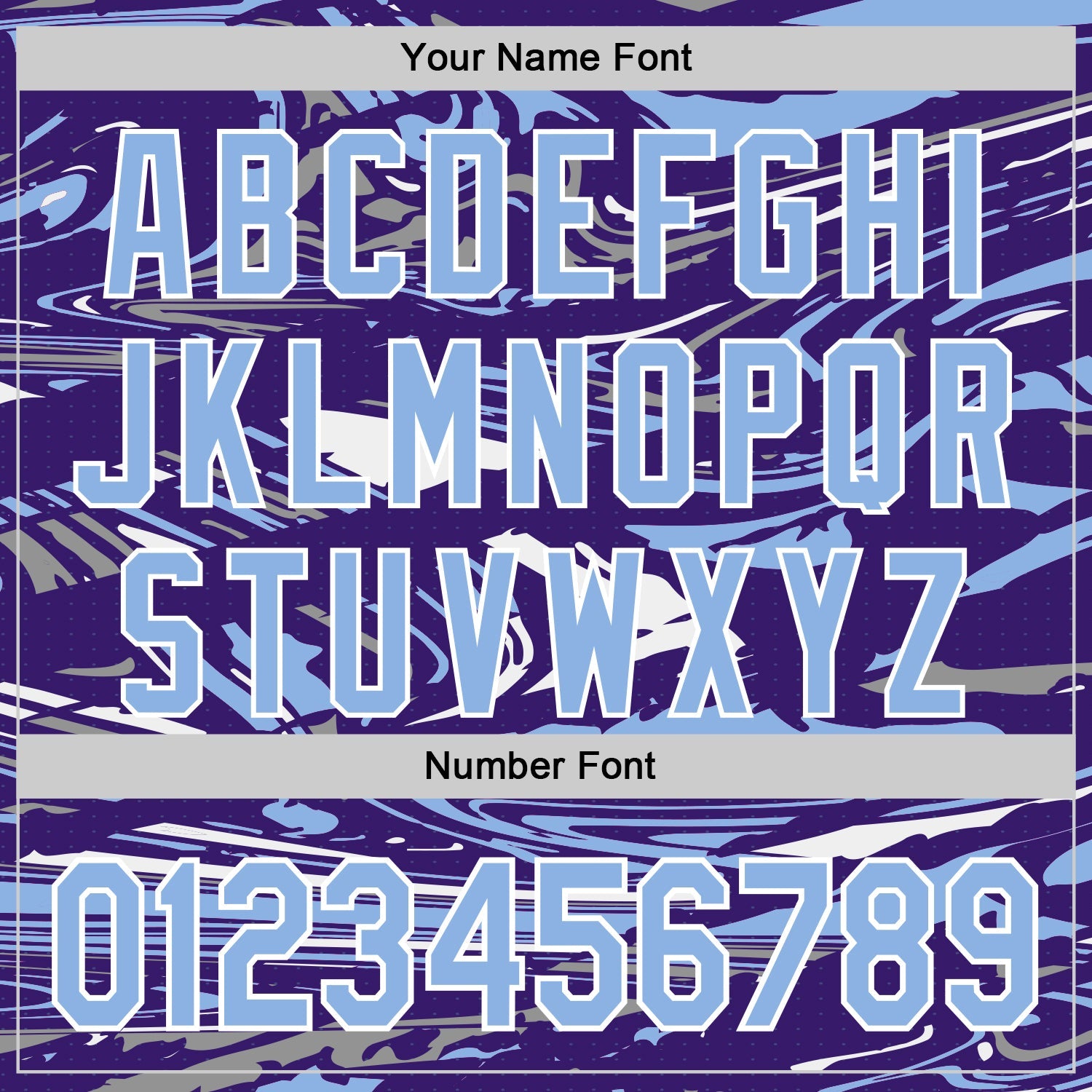 Custom Figure Light Blue Purple-White Fluid Bomber Full-Snap Varsity Letterman Hoodie Jacket