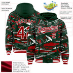 Custom Figure Red Green-White Fluid Bomber Full-Snap Varsity Letterman Hoodie Jacket