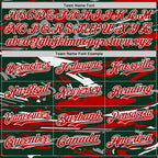 Custom Figure Red Green-White Fluid Bomber Full-Snap Varsity Letterman Hoodie Jacket