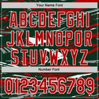 Custom Figure Red Green-White Fluid Bomber Full-Snap Varsity Letterman Hoodie Jacket