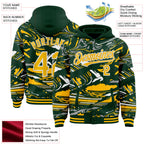 Custom Figure Gold Green-White Fluid Bomber Full-Snap Varsity Letterman Hoodie Jacket