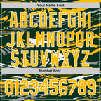 Custom Figure Gold Green-White Fluid Bomber Full-Snap Varsity Letterman Hoodie Jacket