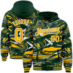 Custom Figure Gold Green-White Fluid Bomber Full-Snap Varsity Letterman Hoodie Jacket