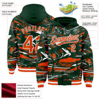 Custom Figure Orange Green-White Fluid Bomber Full-Snap Varsity Letterman Hoodie Jacket