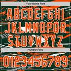 Custom Figure Orange Green-White Fluid Bomber Full-Snap Varsity Letterman Hoodie Jacket