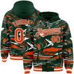 Custom Figure Orange Green-White Fluid Bomber Full-Snap Varsity Letterman Hoodie Jacket