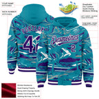 Custom Figure Purple Teal-White Fluid Bomber Full-Snap Varsity Letterman Hoodie Jacket