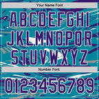 Custom Figure Purple Teal-White Fluid Bomber Full-Snap Varsity Letterman Hoodie Jacket