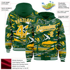 Custom Figure Gold Kelly Green-White Fluid Bomber Full-Snap Varsity Letterman Hoodie Jacket