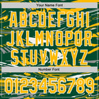 Custom Figure Gold Kelly Green-White Fluid Bomber Full-Snap Varsity Letterman Hoodie Jacket