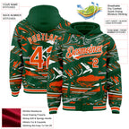 Custom Figure Orange Kelly Green-White Fluid Bomber Full-Snap Varsity Letterman Hoodie Jacket