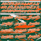 Custom Figure Orange Kelly Green-White Fluid Bomber Full-Snap Varsity Letterman Hoodie Jacket