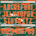 Custom Figure Orange Kelly Green-White Fluid Bomber Full-Snap Varsity Letterman Hoodie Jacket