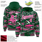 Custom Figure Pink Kelly Green-White Fluid Bomber Full-Snap Varsity Letterman Hoodie Jacket