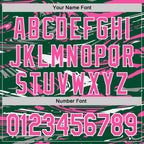 Custom Figure Pink Kelly Green-White Fluid Bomber Full-Snap Varsity Letterman Hoodie Jacket