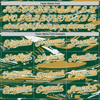 Custom Figure Old Gold Kelly Green-White Fluid Bomber Full-Snap Varsity Letterman Hoodie Jacket