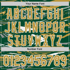 Custom Figure Old Gold Kelly Green-White Fluid Bomber Full-Snap Varsity Letterman Hoodie Jacket