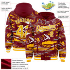 Custom Figure Gold Crimson-White Fluid Bomber Full-Snap Varsity Letterman Hoodie Jacket