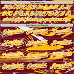 Custom Figure Gold Crimson-White Fluid Bomber Full-Snap Varsity Letterman Hoodie Jacket