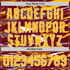 Custom Figure Gold Crimson-White Fluid Bomber Full-Snap Varsity Letterman Hoodie Jacket