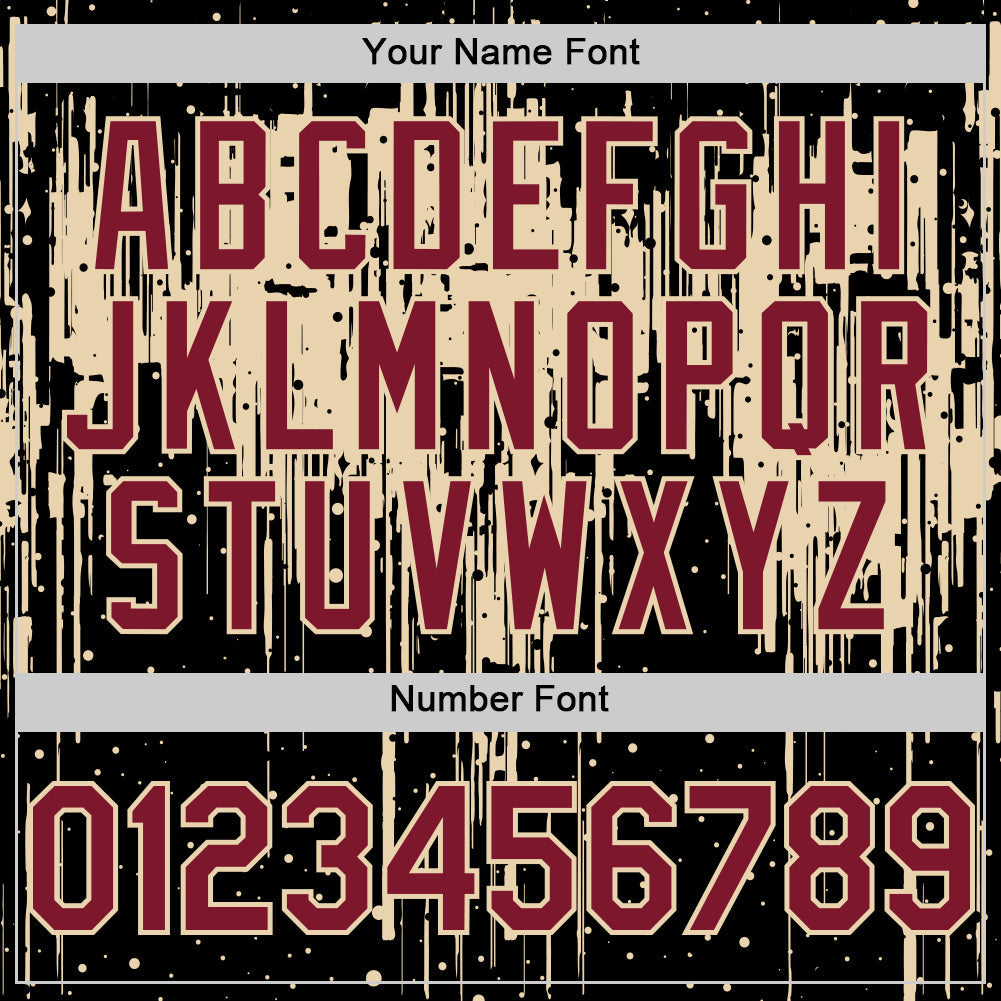 Custom Black Crimson-City Cream Dripping Splatter 3D Pattern Design Bomber Full-Snap Varsity Letterman Hoodie Jacket