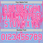 Custom Light Blue Pink-White Dripping Splatter 3D Pattern Design Bomber Full-Snap Varsity Letterman Hoodie Jacket