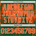Custom Green Orange-White Dripping Splatter 3D Pattern Design Bomber Full-Snap Varsity Letterman Hoodie Jacket
