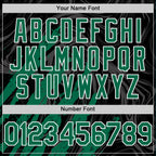 Custom Black Kelly Green-White Splash 3D Pattern Design Bomber Full-Snap Varsity Letterman Hoodie Jacket