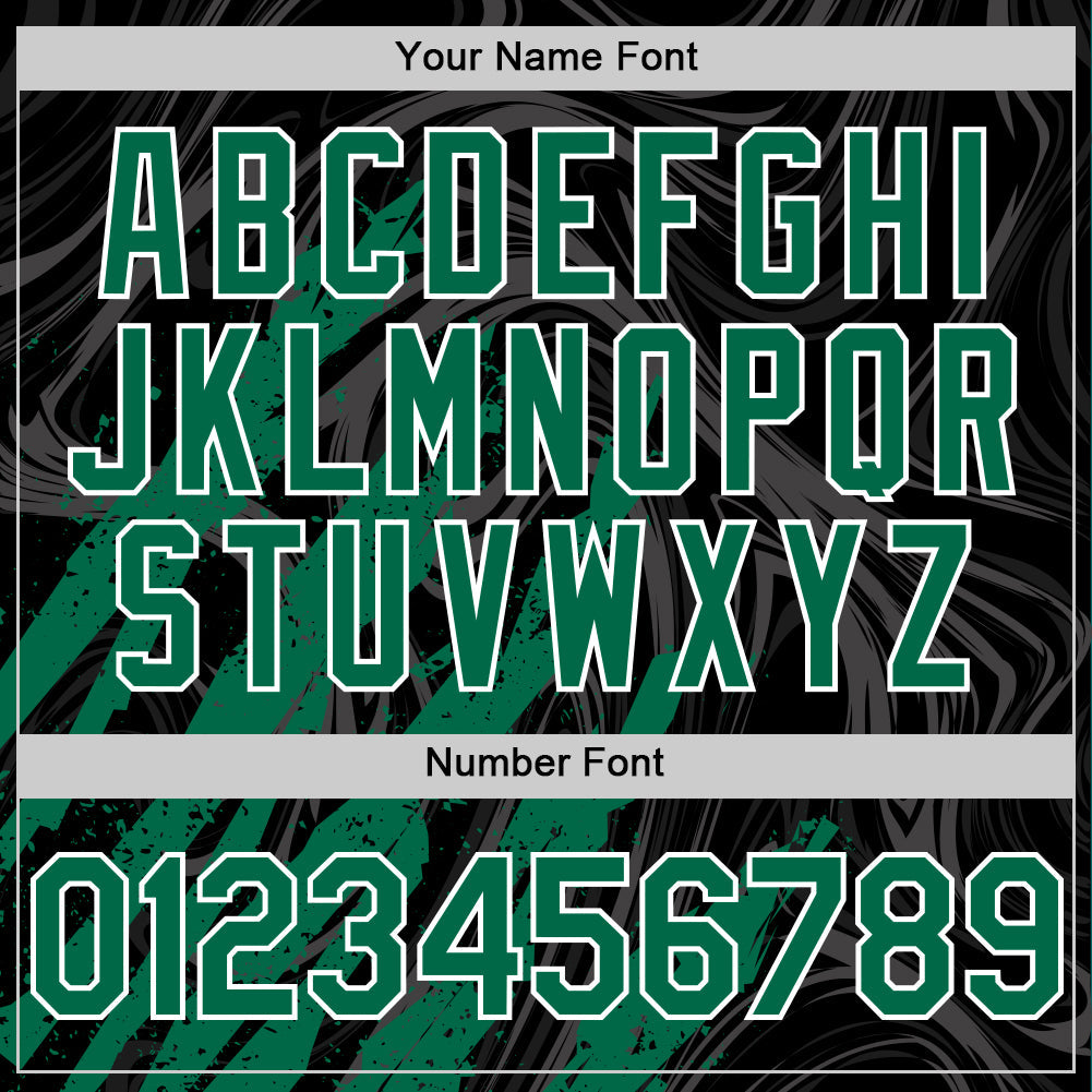 Custom Black Kelly Green-White Splash 3D Pattern Design Bomber Full-Snap Varsity Letterman Hoodie Jacket