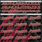 Custom Black Crimson-Cream Splash 3D Pattern Design Bomber Full-Snap Varsity Letterman Hoodie Jacket