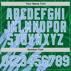 Custom Kelly Green Light Blue-White Splash 3D Pattern Design Bomber Full-Snap Varsity Letterman Hoodie Jacket