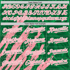 Custom Kelly Green Medium Pink-White Splash 3D Pattern Design Bomber Full-Snap Varsity Letterman Hoodie Jacket