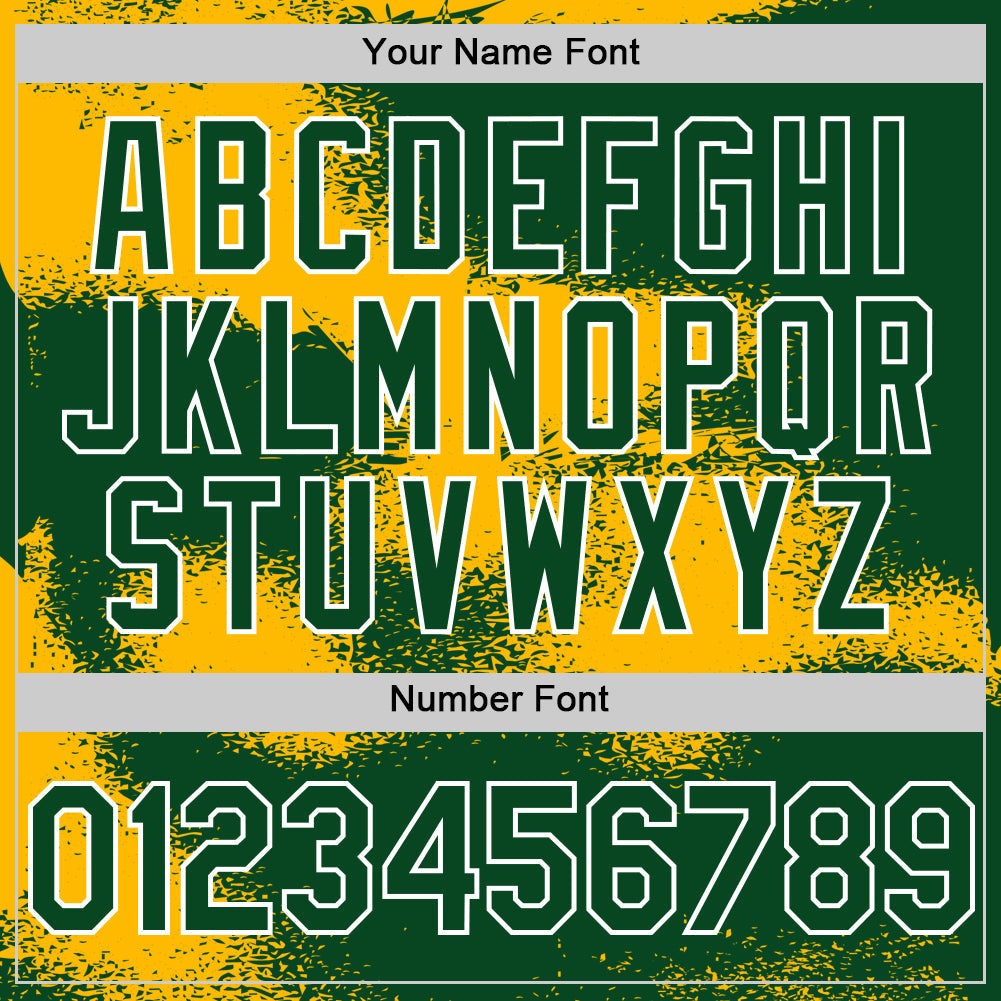 Custom Green Gold-White Abstract Color Blocks Fragment 3D Pattern Design Bomber Full-Snap Varsity Letterman Hoodie Jacket