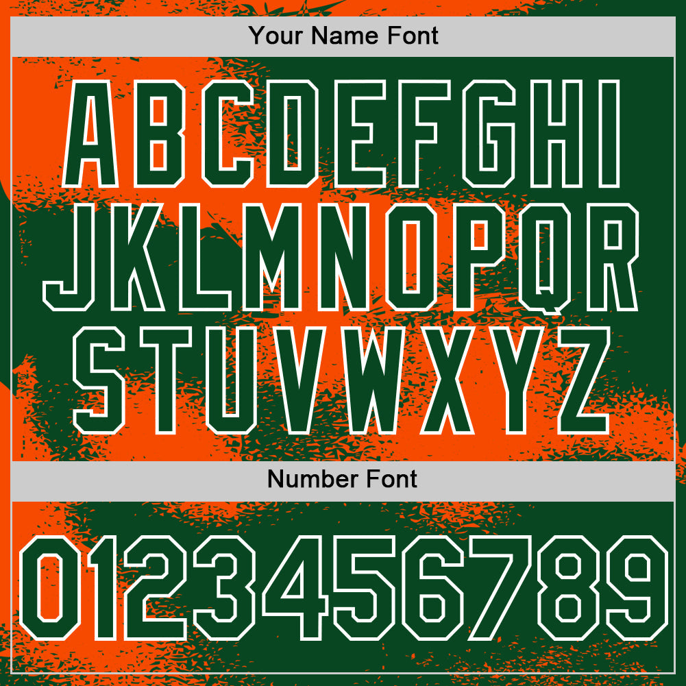 Custom Green Orange-White Abstract Color Blocks Fragment 3D Pattern Design Bomber Full-Snap Varsity Letterman Hoodie Jacket