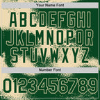 Custom Green Cream Abstract Color Blocks Fragment 3D Pattern Design Bomber Full-Snap Varsity Letterman Hoodie Jacket