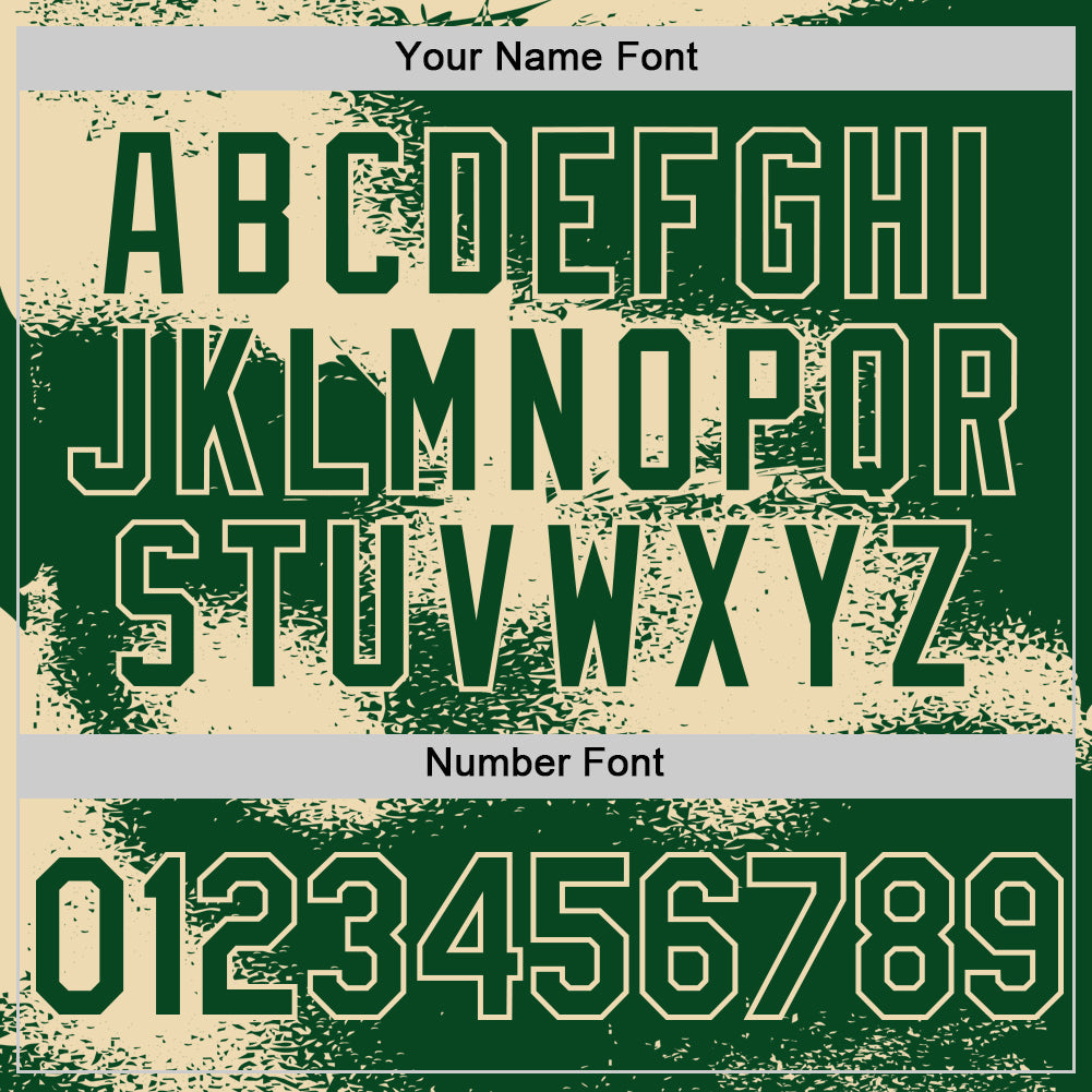 Custom Green Cream Abstract Color Blocks Fragment 3D Pattern Design Bomber Full-Snap Varsity Letterman Hoodie Jacket